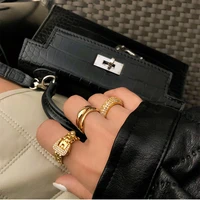 brass zirconia buckle up stackable rings women jewelry punk designer runway t show club cocktail party boho japan korean ins