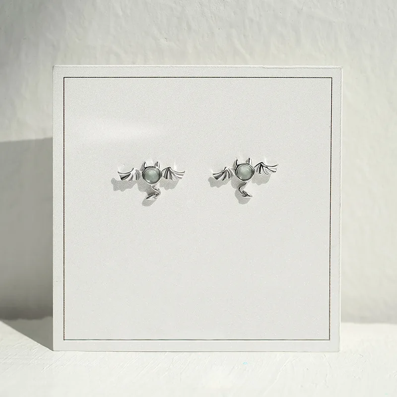 Женские серьги-пусеты с лунным камнем серебряное ювелирное изделие в стиле ретро