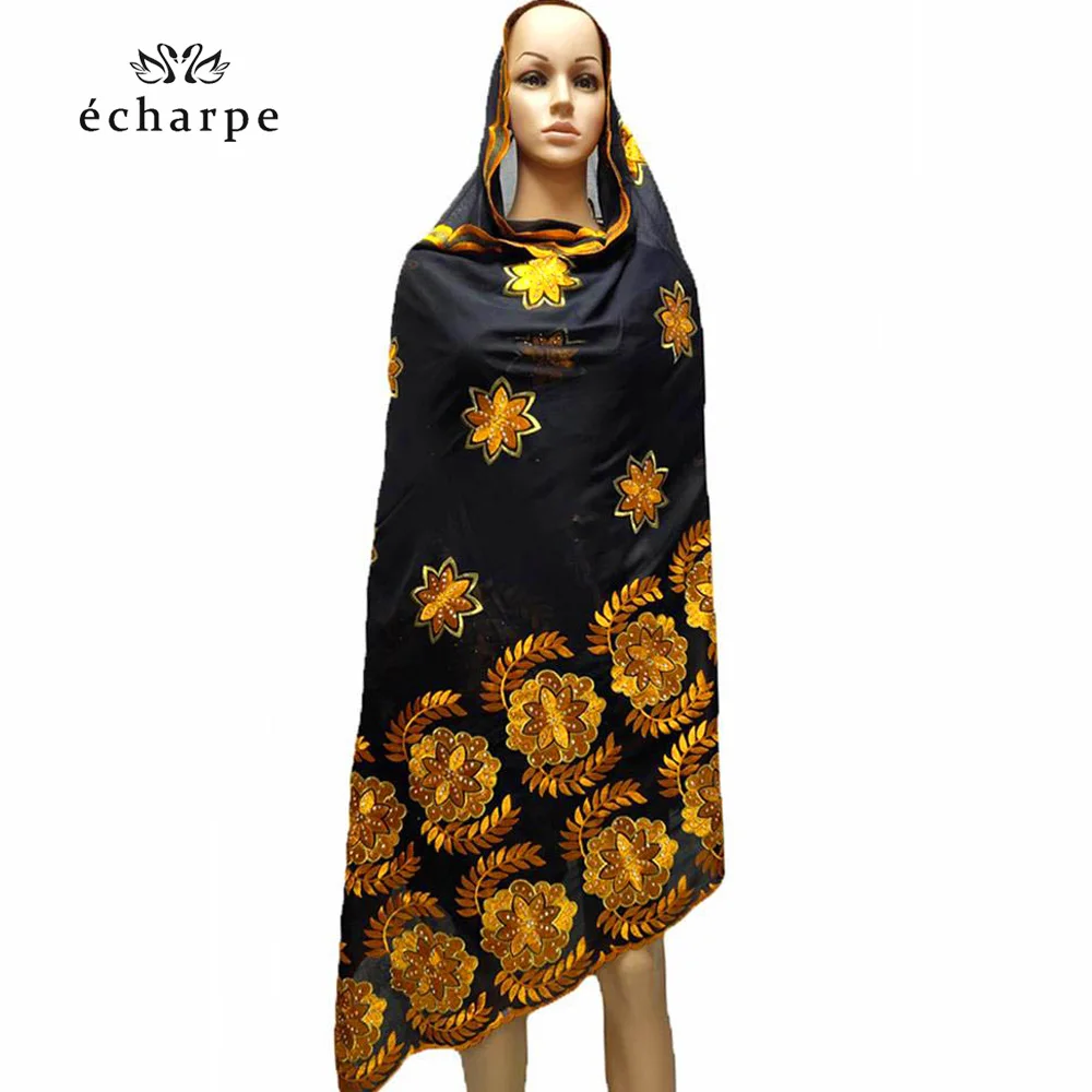 2019 Новый мусульманский вышитый Африканский женский хлопковый шарф красивый и