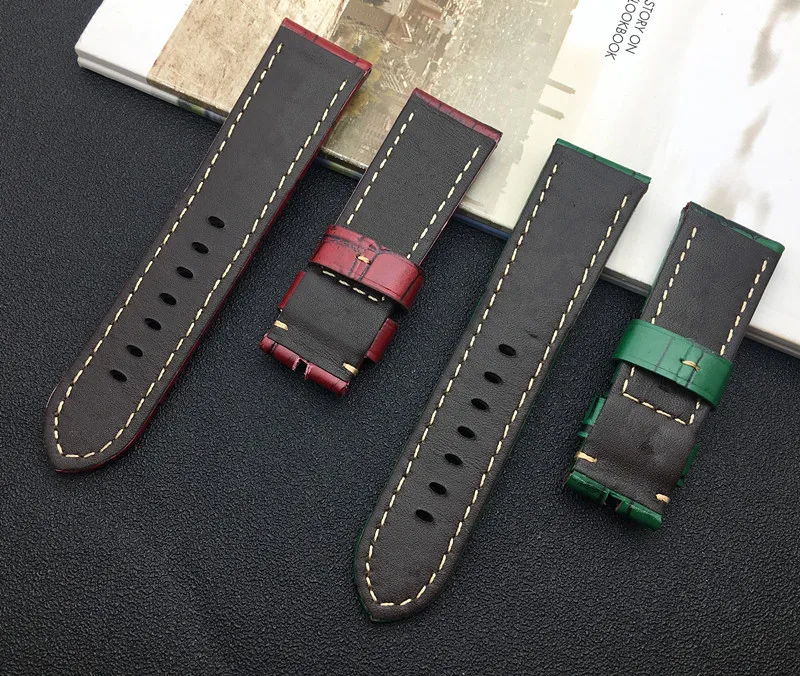 Настоящая Натуральная Ретро бамбуковая кожа ремешок для часов мужчин 22 мм 24 26