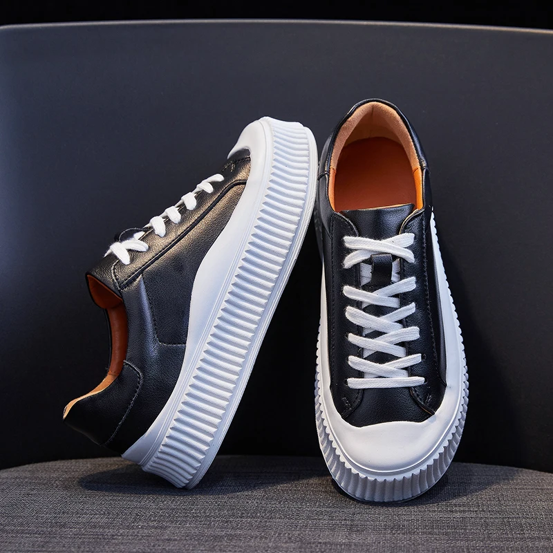 

Women's Platform Vulcanize 2021 Fashion Genuine Leather Cowhide Shoes Spring Autumn Woman Casual Lady Flats Running Sneakers