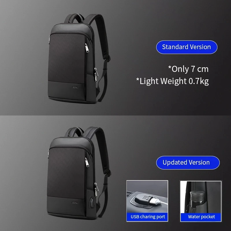 bopai business casual backpack slim laptop 15 6 inch pack office work men women anti theft unisex black thin light backpacking free global shipping