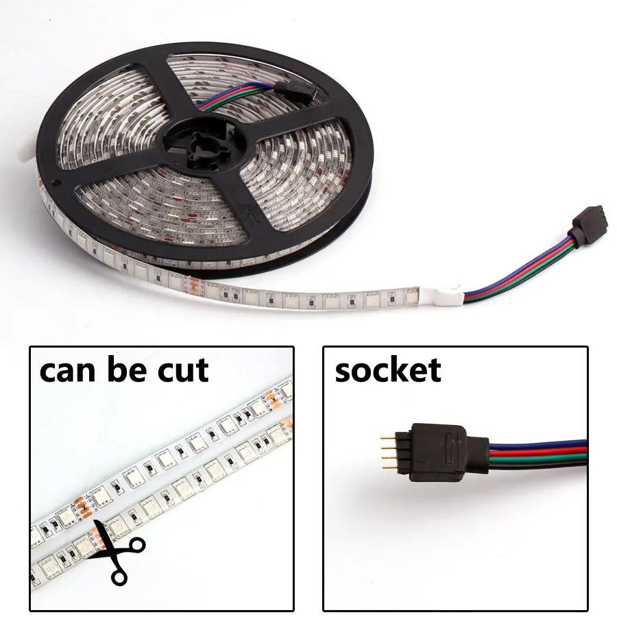 

12V Led Light Strip PC RGB 5050 1M - 5M 60Led/m DC TV Backlight 12 V Led Strip Lights RGB 5050 Tape Lamp Diode Ribbon Flexible