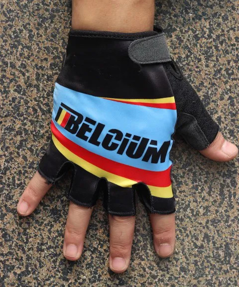2016 BELGIUM NATIONAL TEAM CYCLING BIKE GLOVES BICYCLE GEL HALF FINGER GLOVES ONE PAIR SZIE M-XL
