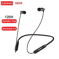 lenovo he05 wireless neckband earphone bluetooth 5 0 stereo sports magnetic ipx5 waterproof headset