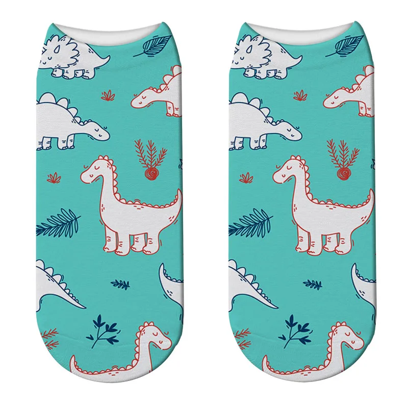 New Fashion Women Cute Casual Cotton Socks 3D Cartoon Dinosaur Printing Sock Unisex Breathable Short Funny Hоски | Женская одежда