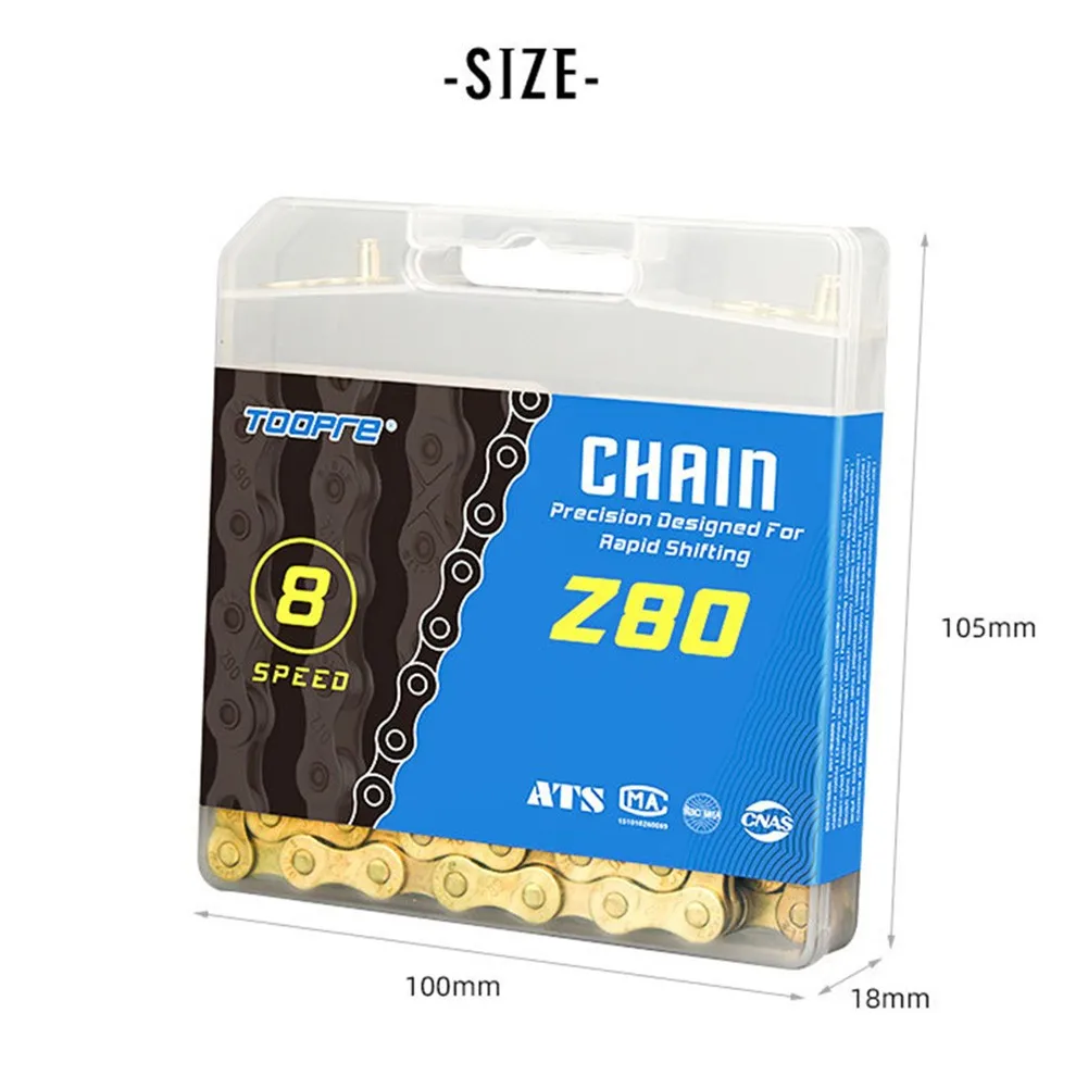 

1Pcs TOOPRE Mountain Road Bike Golden Chain Bicycle Speed Chain 6/7/8/9/10/11 Speed Chain 116 Links Full Plating Anti-rust