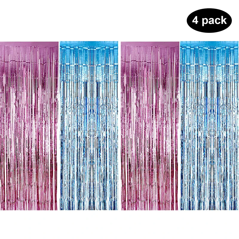 4 шт./лот 3x8 футов металлическая фольга бахрома фон шторы украшения для дня