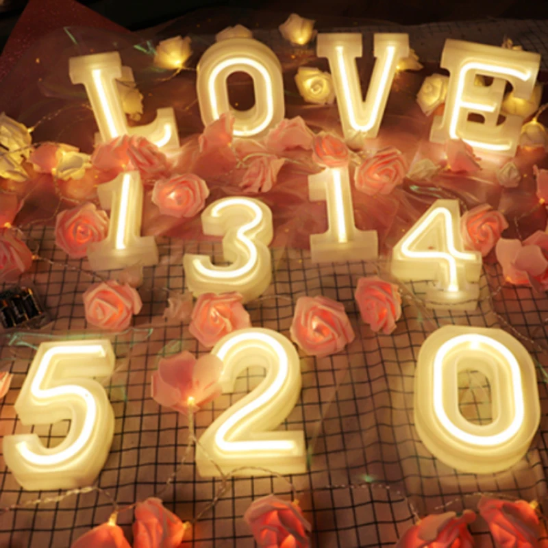 Светодиодный ночник настенный неоновый светильник с буквами и цифрами для