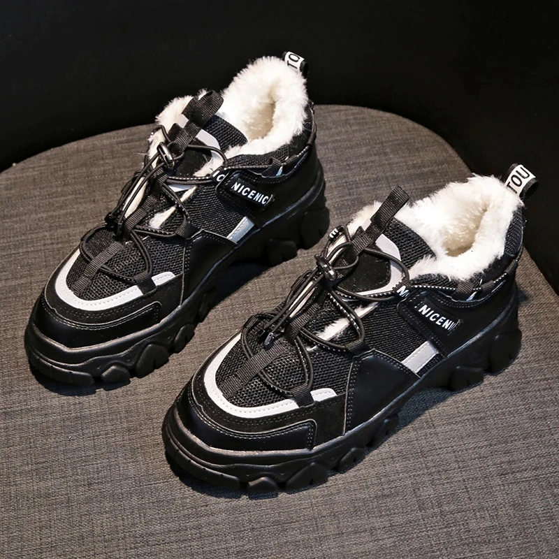 Женская зимняя обувь плюшевая Весенняя женские зимние ботинки из искусственной