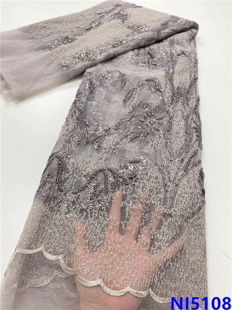 

XIYA High Quality Groom Lace 2021 Latest African Sequins And Beads Mesh Tulle Lace Fabric For Wedding Dress NI5108-2