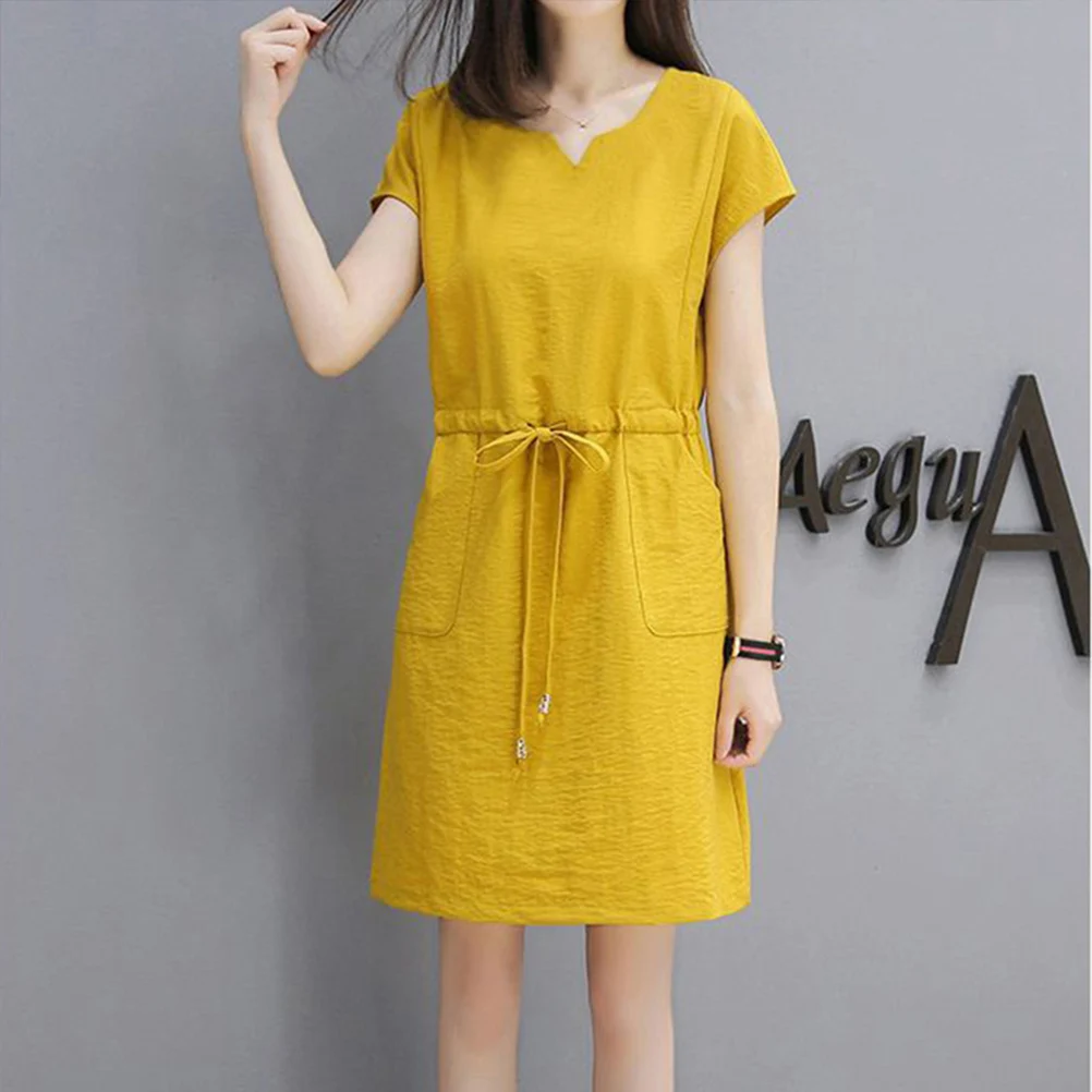 

Women Dresses Summer 2019 Party Sexy Short Sleeve Loose V Collar Lacing Beach Dress For Summer Wear Vestidos De Verano #20