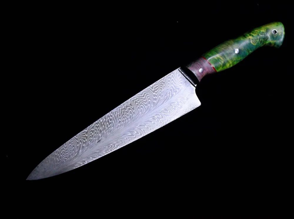 Дамасский нож, кухонные поварские ножи, стабильная деревянная ручка, острый кухонный нож, нож для мяса