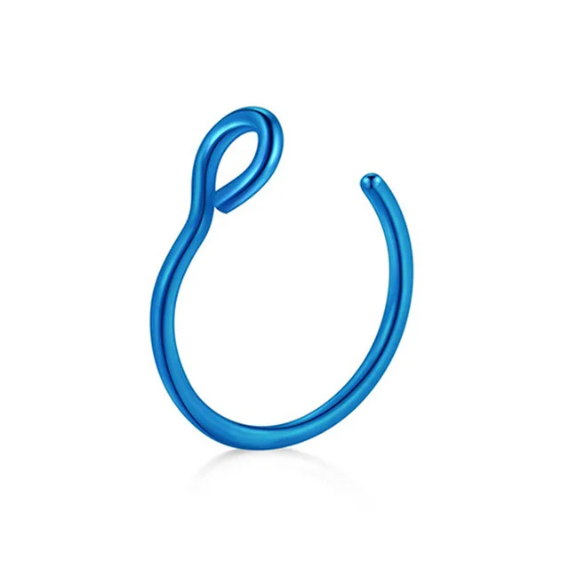 Blue 1 шт нержавеющая сталь поддельные нос кольцо обманщик губ клип кольцо для пирсинга Лабрет не пирсинг носа ювелирные изделия промышленные ювелирные изделия для тела - Окраска металла: Blue