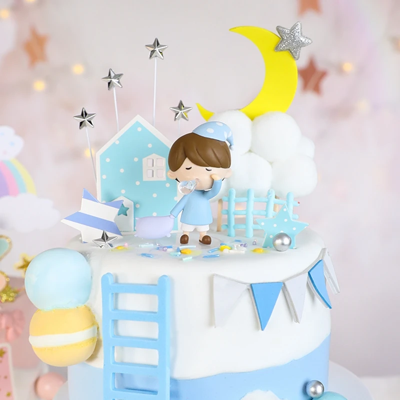 

Little Boy Cake Topper Birthday Cake Decor Baby Shower Christening Cake Insert Baking Children 1st First Birthday Cake Decorate