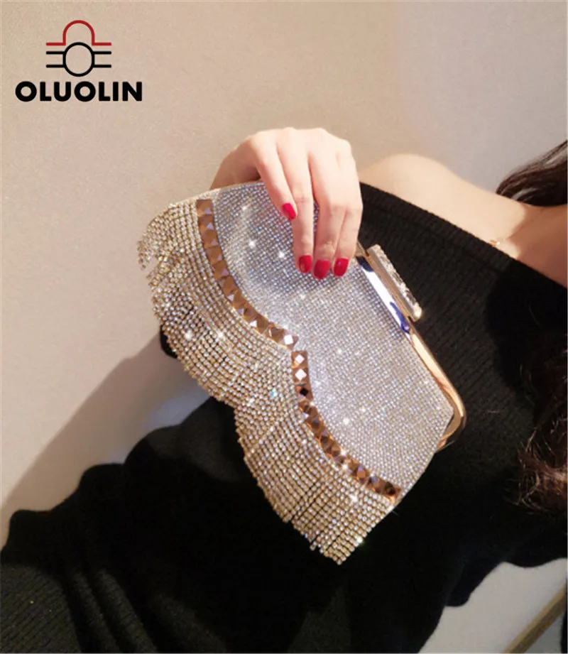 Leisure Party Evening Bags Women's Handbag Wallet Club Night Wave Tassel Diamond Street Outdoor Lady Pouch Elegant Ladies | Багаж и