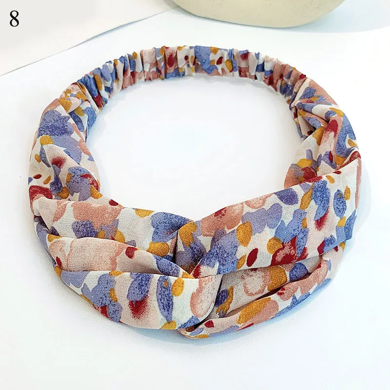 

Women Girls Head Wrap Floral Knotted Bow Chiffon Cross Knot Turban Elastic Hair Bands Women Headband Soft Hair Accessories