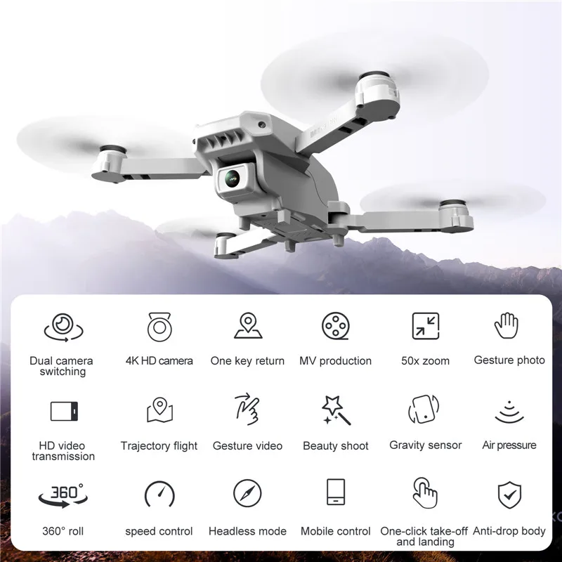 

2021 RC Drone 4K 1080P HD Dual Camera WiFi FPV One-key Automatic Return Hold Foldable Quadcopter RC Drone Child Toy GIft