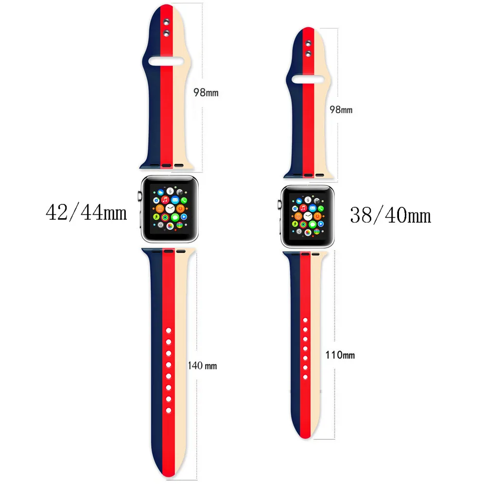 Силиконовый ремешок для часов Apple Watch 44 мм 40 iwatch 38 42 спортивный браслет цветной