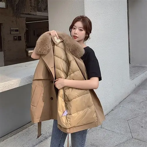 

Hstar Women's Winter Jacket Fashion Coat Women Cotton Woman Parkas Fur Collar Female Jackets Clothes