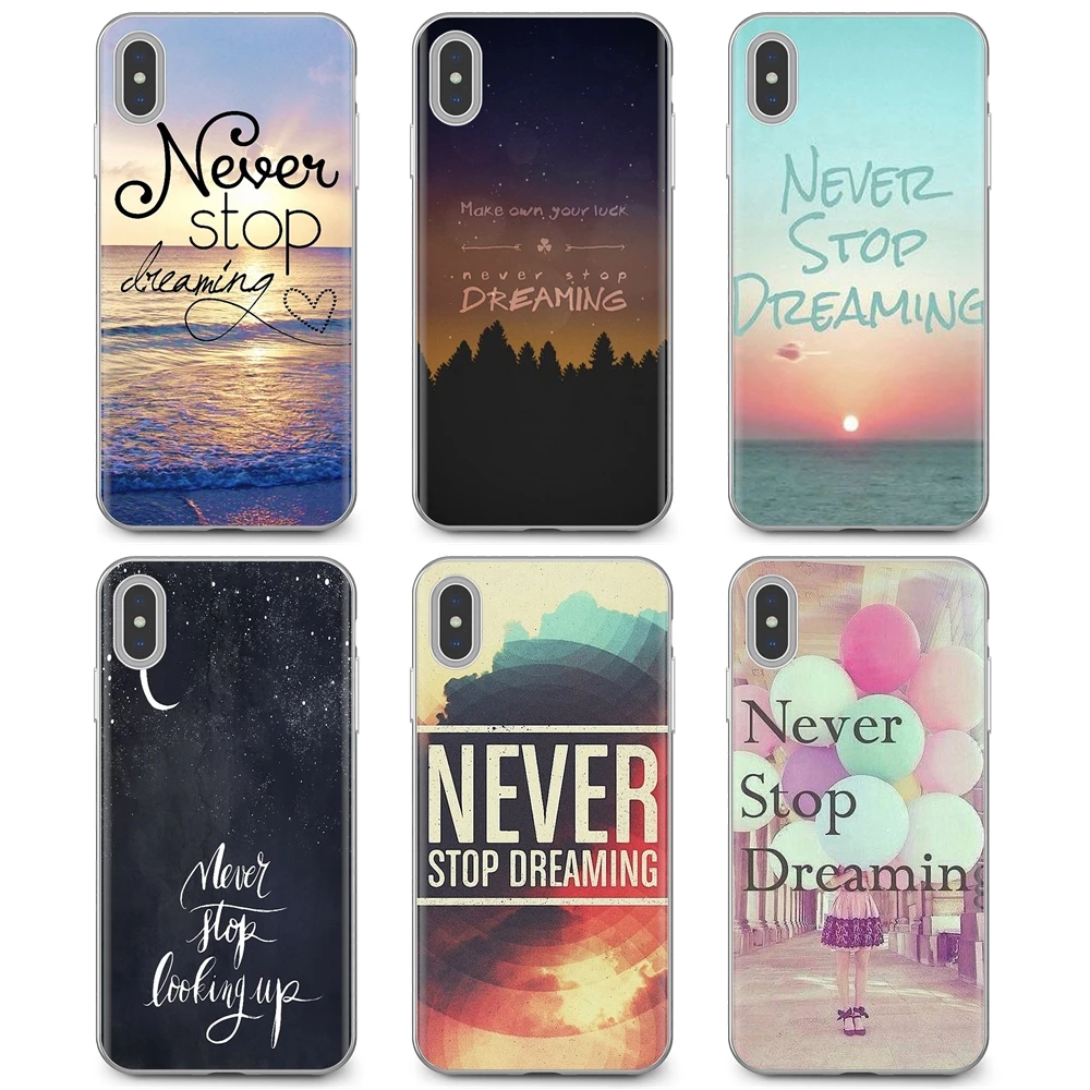 Силиконовый чехол для iPhone с цитатой никогда не прекращай мечтать 11 Pro 4 4S 5 5S SE 5C 6 6S 7