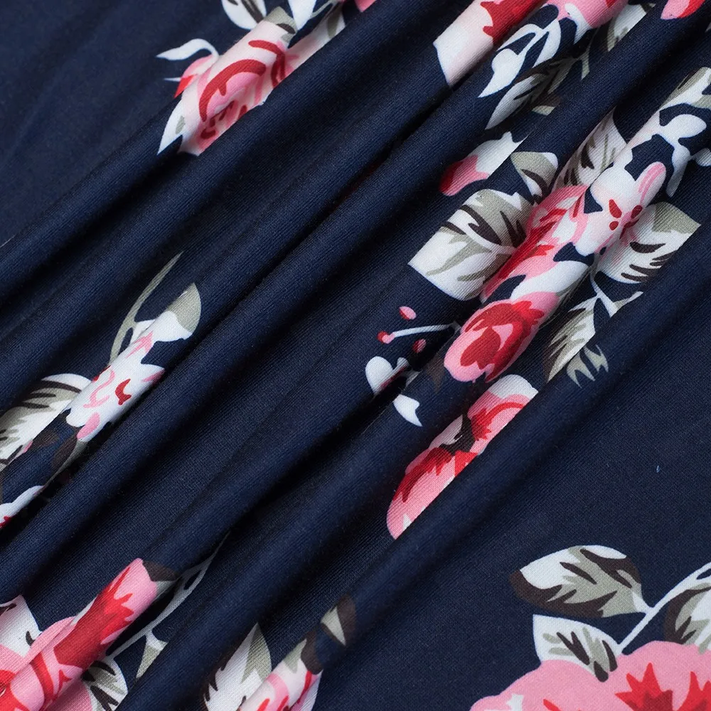 

Women Vintage Elegant V Neck Short Sleeve Floral Print Patchwork Fit and Flare A Line Dress with Buttons EA252