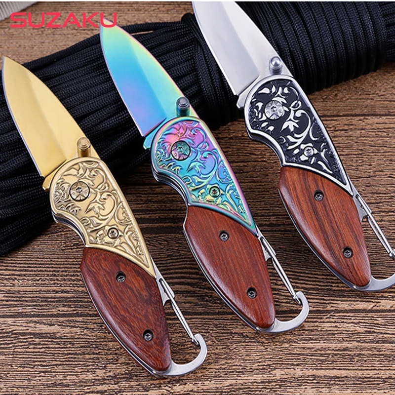 

Damascus Tactical Camp Outdoor Keyring Ring Keychain Survival Folding Blade Opener Pocket Knife Self Defense Security Multi Tool