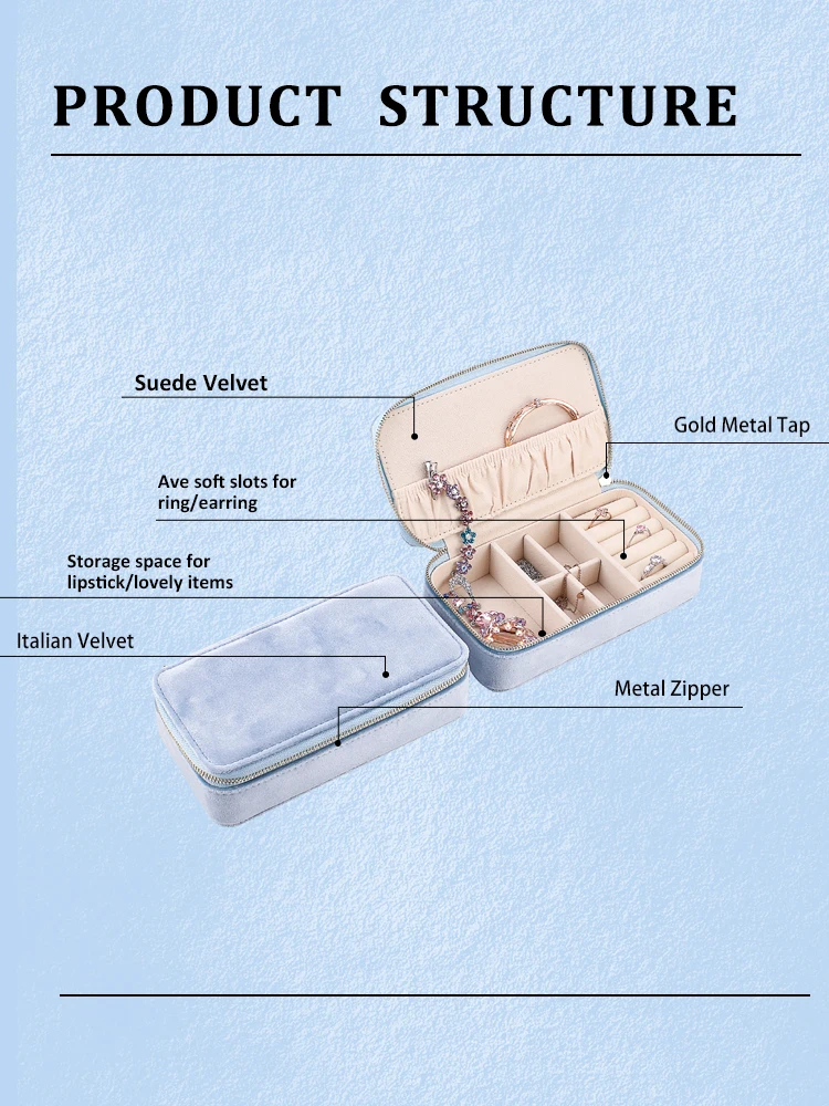 Jewellery Box Women Girls Pink Zipper Storage Gift Jewelry Case Packaging Organizer Leather Earring