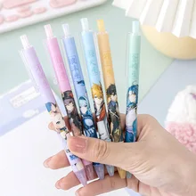 6Pcs/Set Hot Game Genshin Impact Kawaii 0.5mm Ballpoint Pen Mechanical Gel Pens School Office Stationery Supplies kids Gift
