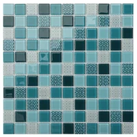 blue mix glass kitchen mosaic tile for home decoration