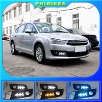 led drl daytime running lightfront fog light for citroen c quatre 2012 2018 with dynamic moving yellow turn signal