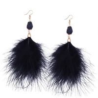 s980 fashion jewelry feather earrings women elegant feather tassel dangle earrings