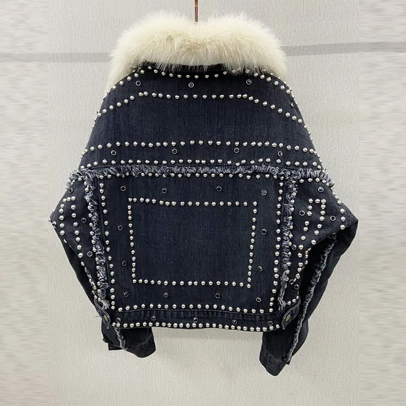 Женский зимний пуховик с воротником из натурального Лисьего меха и съемной