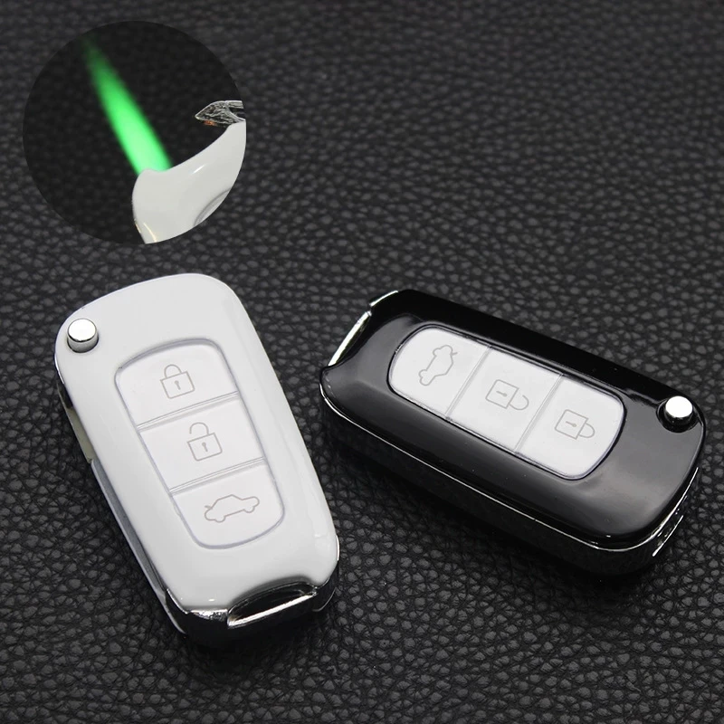 

Torch Turbojet Lighter Butane Inflatable Cigar Creative Car Key Lighter Cigarette Metal Green Fireproof Windproof Lighter
