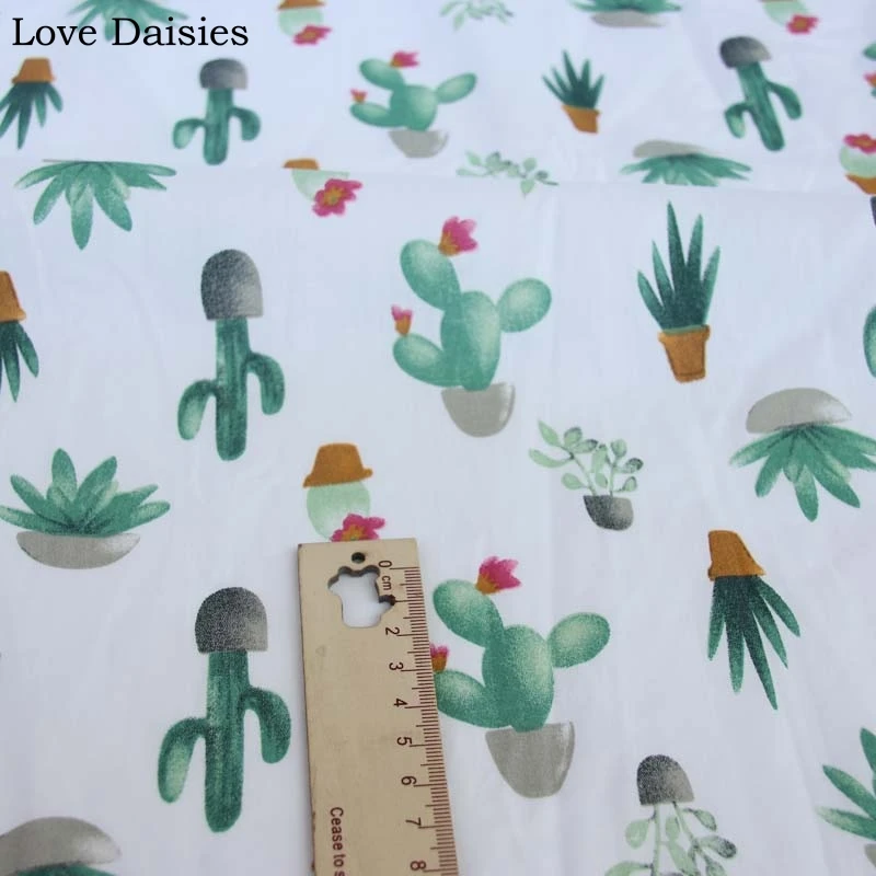 CACTUS Хлопок саржевая ткань мультфильм Зеленый Кактус с цветком в горошек Обычная темно-зеленая ткань для DIY простыни постельные принадлежности платье лоскутное Декор - Цвет: CACTUS