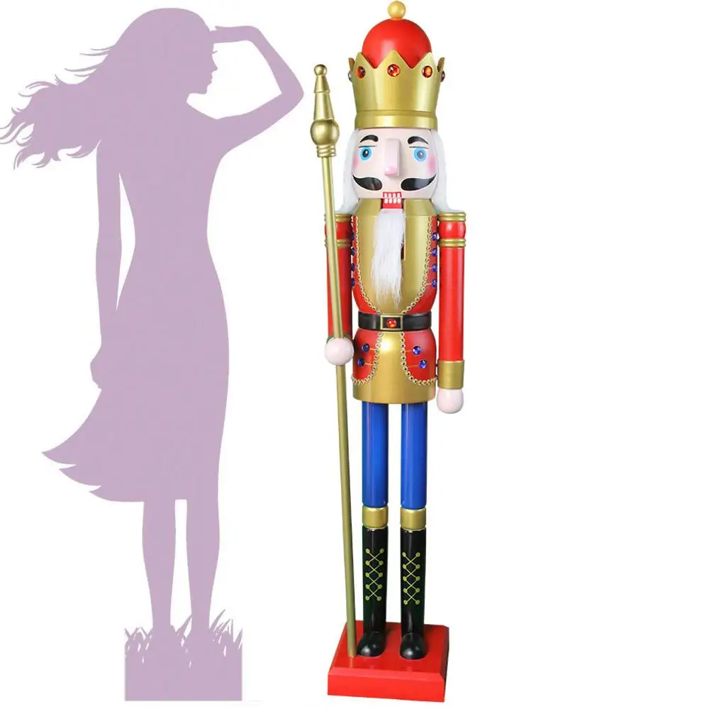 CDL 5feet/150cm/5ft/5foot Life sized large/Giant Red and Gold Christmas Wooden Nutcracker King & Soldier Ornament Doll K01