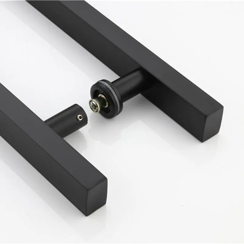 Матовая Черная Стеклянная/деревянная дверная ручка из нержавеющей стали прочная