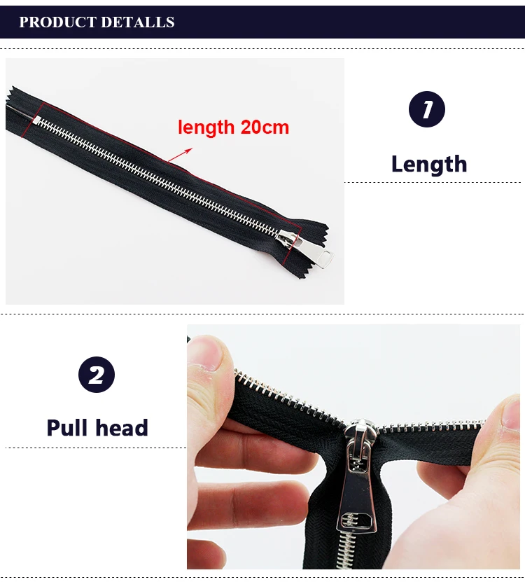 2 шт 5#20 см металлическая молния закрывающийся автоматический замок для шитья одежды Платиновые молнии