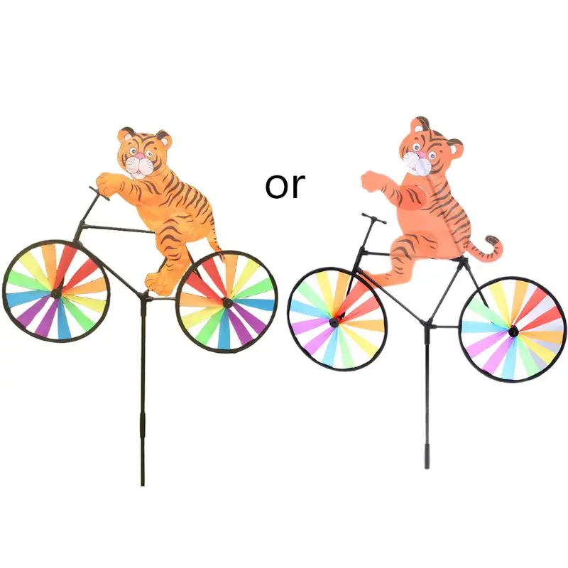 HBB Cute Tiger Riding Bike Wind Spinner Windmill Whirligig Garden Lawn Yard Decor |