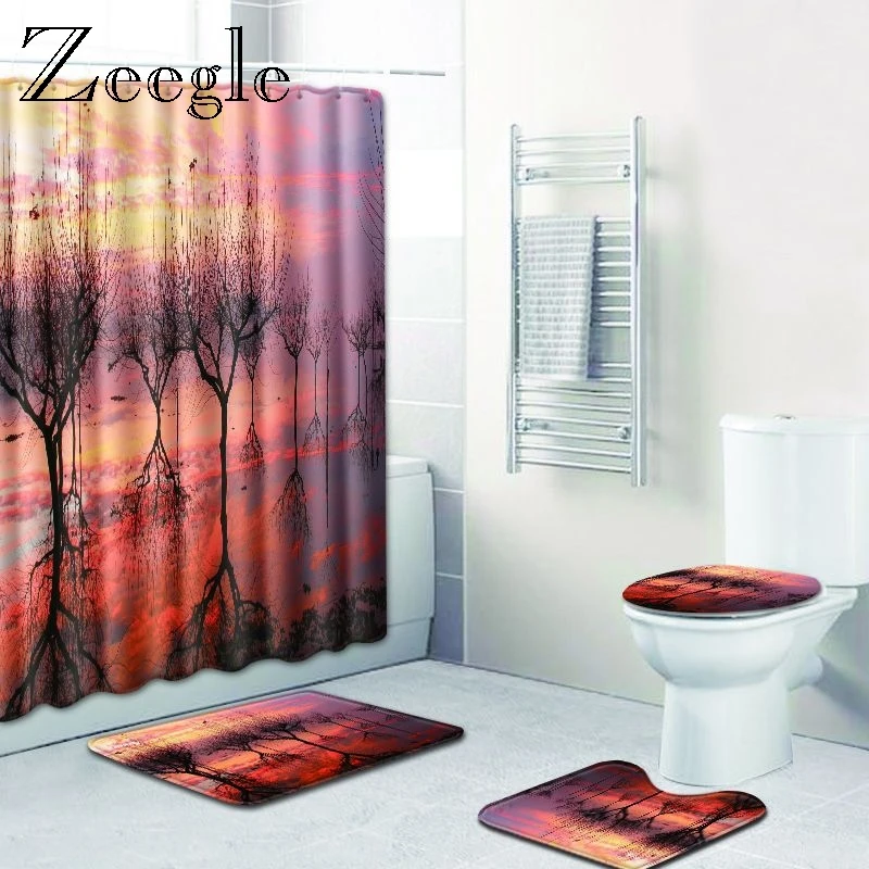 Набор из 4 ковриков для ванной Zeegle коврик туалета подставка ног