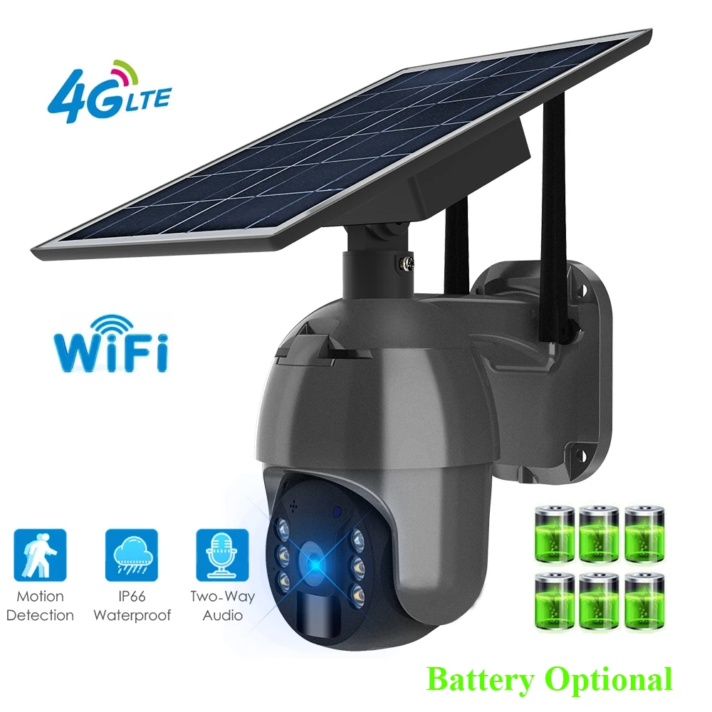 

HONTUSEC 4G PTZ IP Camera Solar Powered Outdoor 3MP Solar Panel IP PTZ Night Vision PIR Motion Alarm Wifi Security Camera