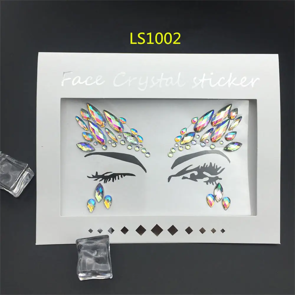 Face Gems Rhinestone Temporary Tattoo 3D Face Tattoo Crystal Stickers Body Eyes Glitter Stickers Temporary Tattoos Sticker