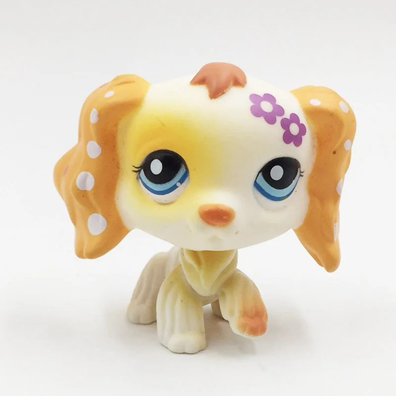 Милые игрушки LPS pet shop кошка редкая спаниель собака #1615 желтый щенок с фиолетовыми