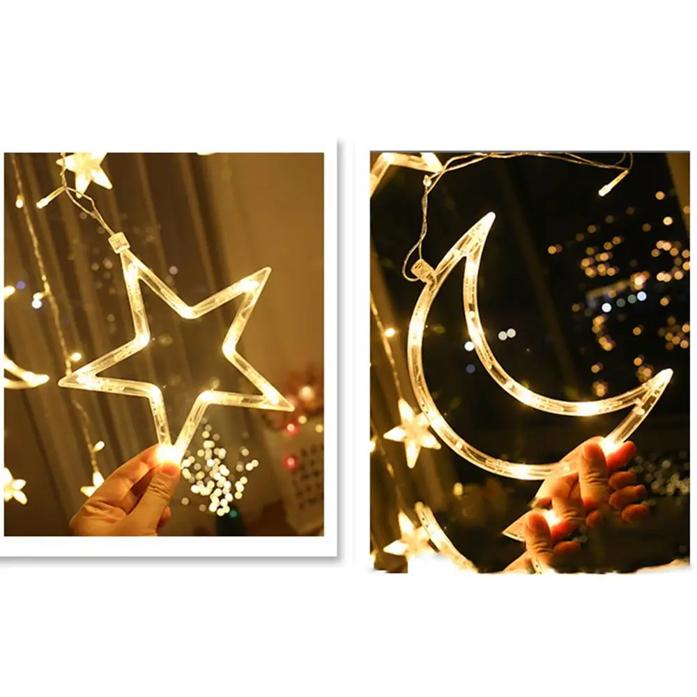 220V LED лампа луна звезды Рождественская гирлянда светильник s Фея шторы на