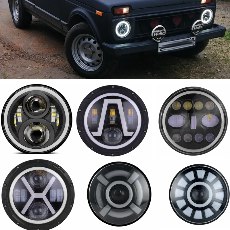 Новинка для Suzuki Samurai UAZ Hunter 7 дюймов светодиодный прожектор фара с halo DRL и Янтарная