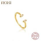 Женские открытые кольца ROXI с двумя квадратными камнями, обручальные кольца из стерлингового серебра 925 пробы, ювелирные изделия