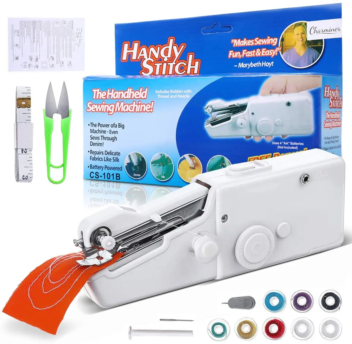 

Portable Mini Hand Sewing Machine Quick Handy Stitch Sew Needlework Cordless Clothes Fabrics Household Electric Sewing Machine