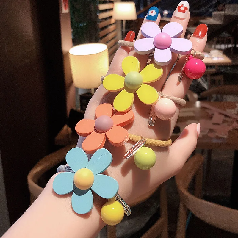 

Новый бренд в Корейском стиле милые эластичные Цветные Цветочные резинки для волос для девочек аксессуары для волос Детские Летние головны...