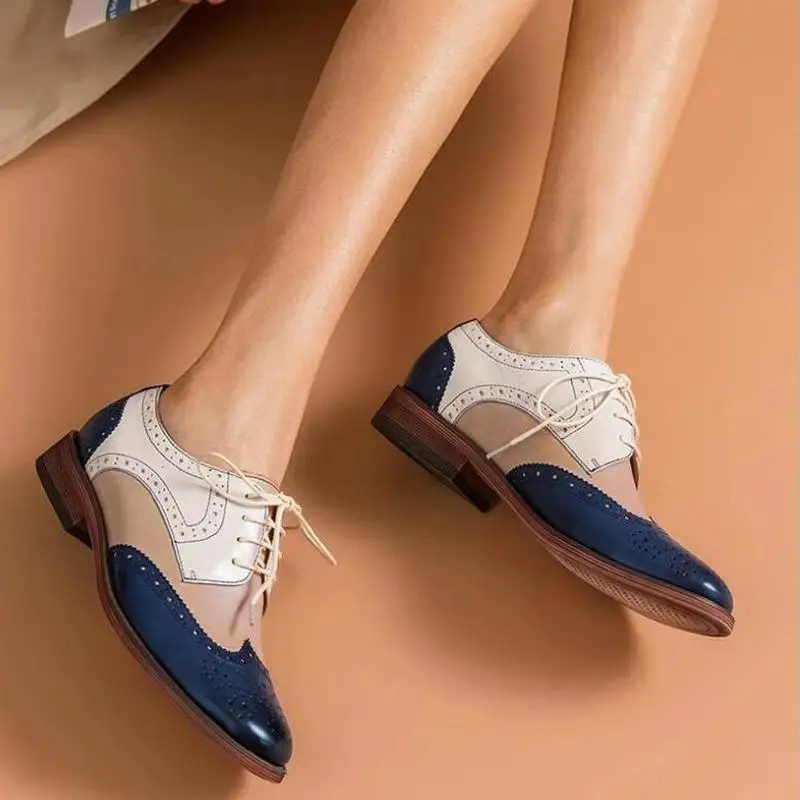 Женская обувь на плоской подошве в винтажном стиле из PU искусственной кожи