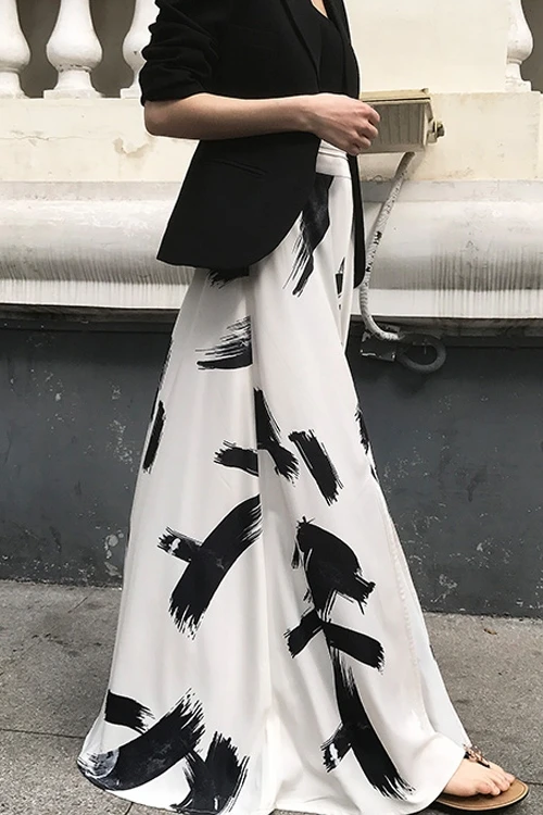 

Lolita Real Saia Midi Sale Promotion Polyester Skirt Long Summer Ink Printing A Word Large Size Women's Faldas Mujer Moda 2020